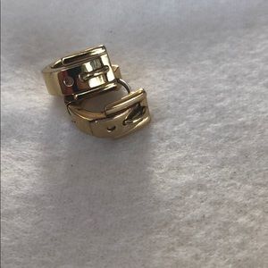 MK gold tone buckle earrings